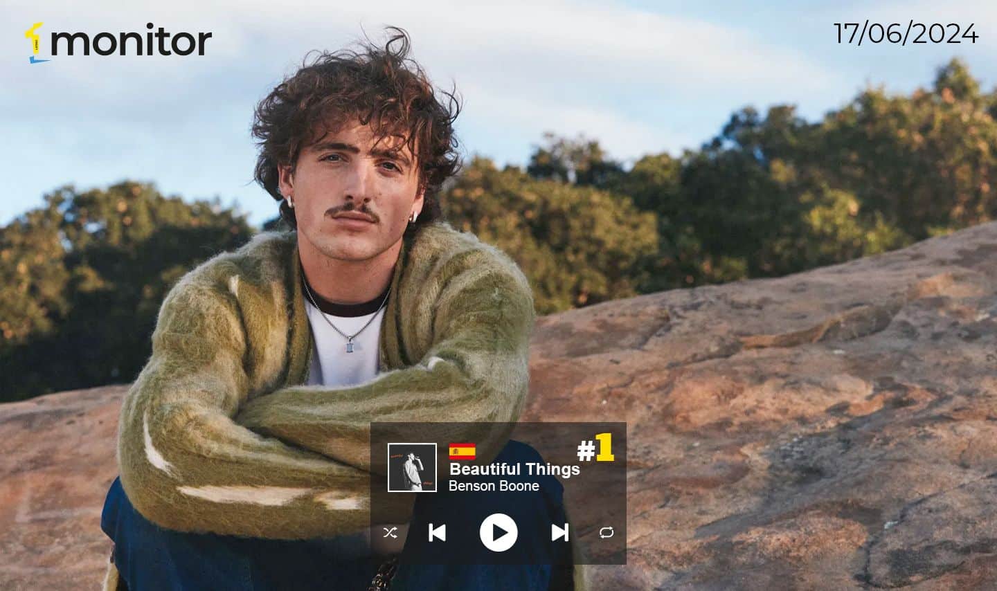 Benson Boone se mantiene como #1 en España con “Beautiful Things”￼