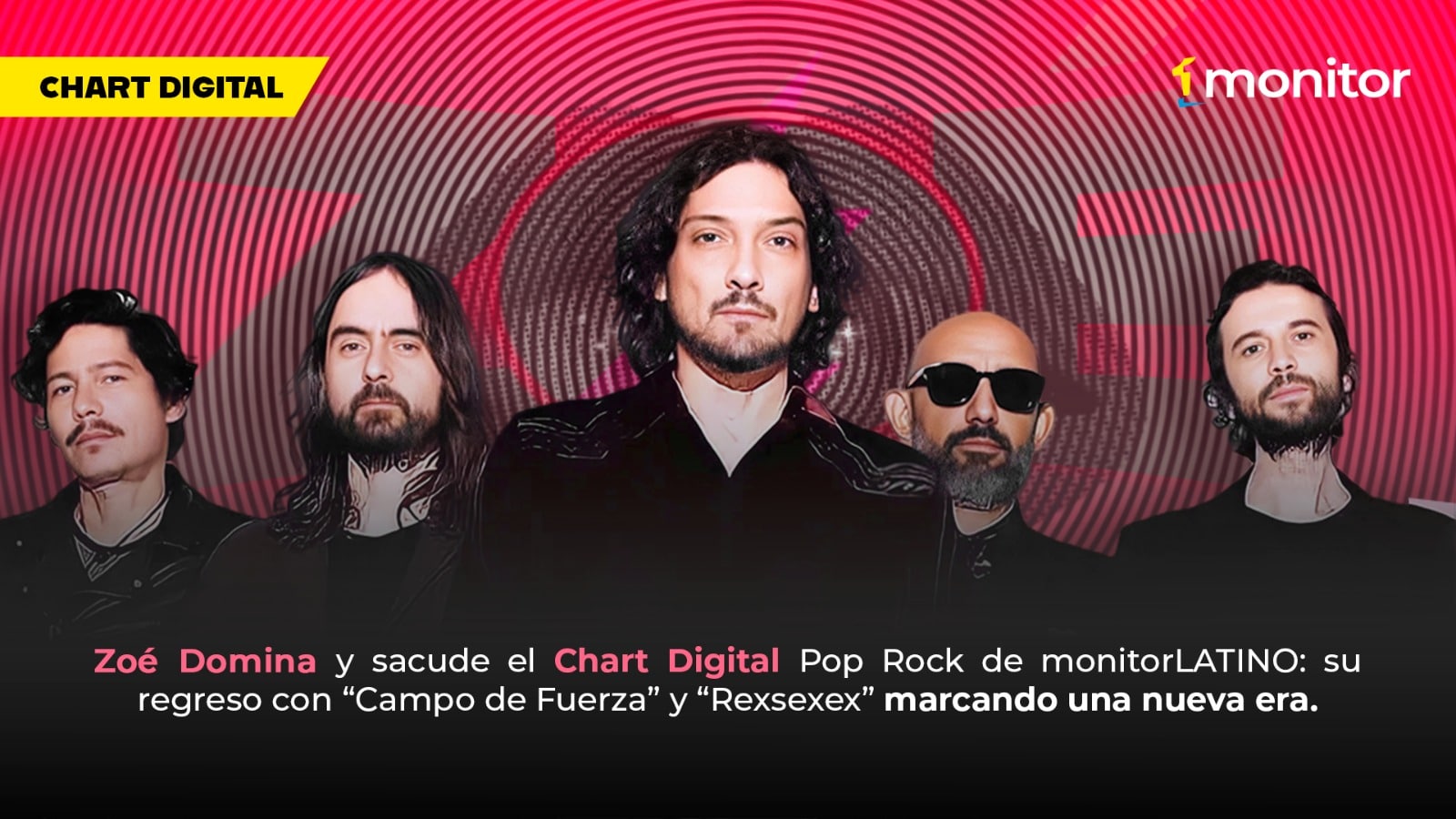 Zoé domina el Chart Digital Pop Rock de monitorLATINO con Campo de Fuerza y Rexsexex