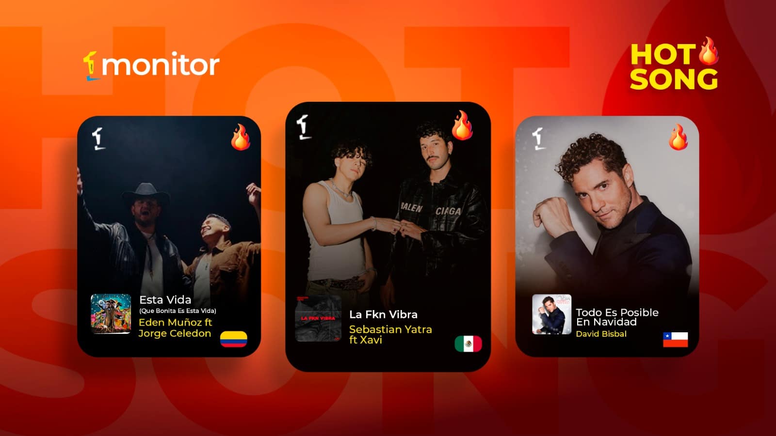 De Yatra a Edén Muñoz: Jorge Celedón y David Bisbal marcan los Hot Songs de la semana