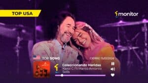 Karol G y Marco Antonio Solís en la portada de Coleccionando heridas, canción #1 en el Top monitorLATINO USA
