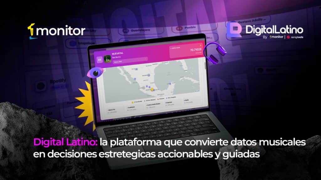 Plataforma Digital Latino de monitorLATINO analizando datos musicales por ciudad y plataforma