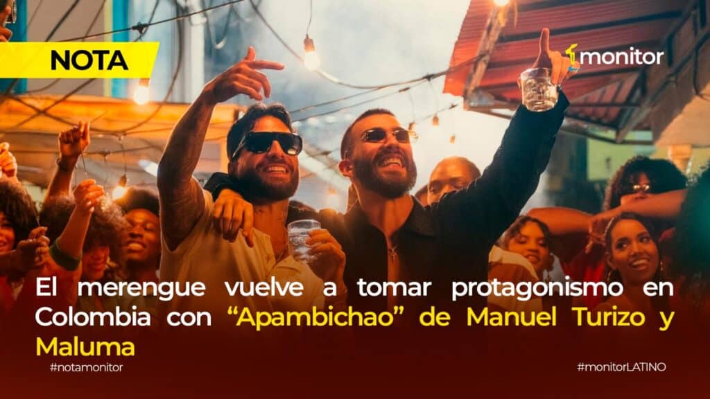 Maluma y Manuel Turizo celebran el éxito de Apambichao en el chart tropical de Colombia.