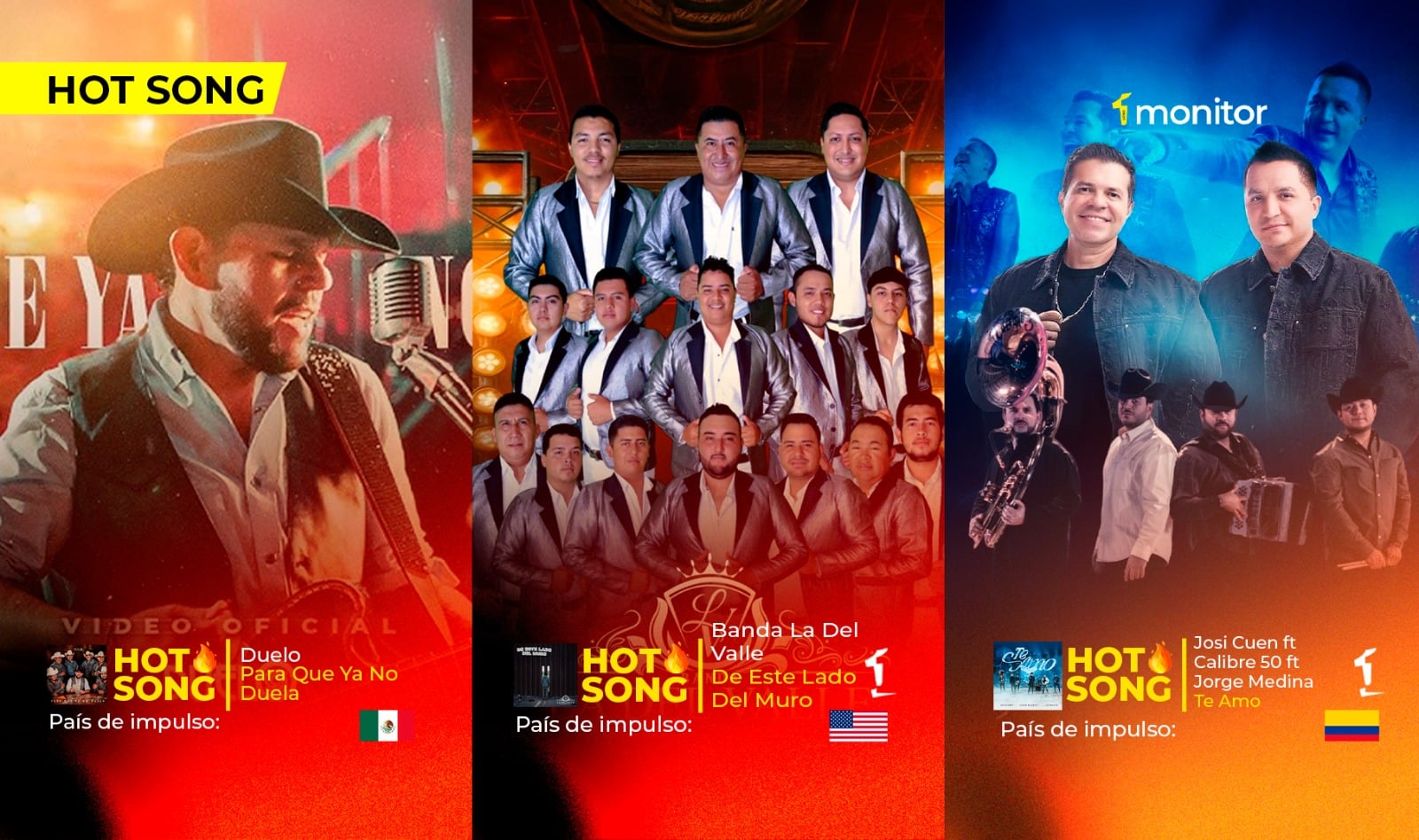 Tres historias, un pulso latino: Duelo, Banda La del Valle y Josi Cuen ft. Calibre 50 ft. Jorge Medina en HotSongs