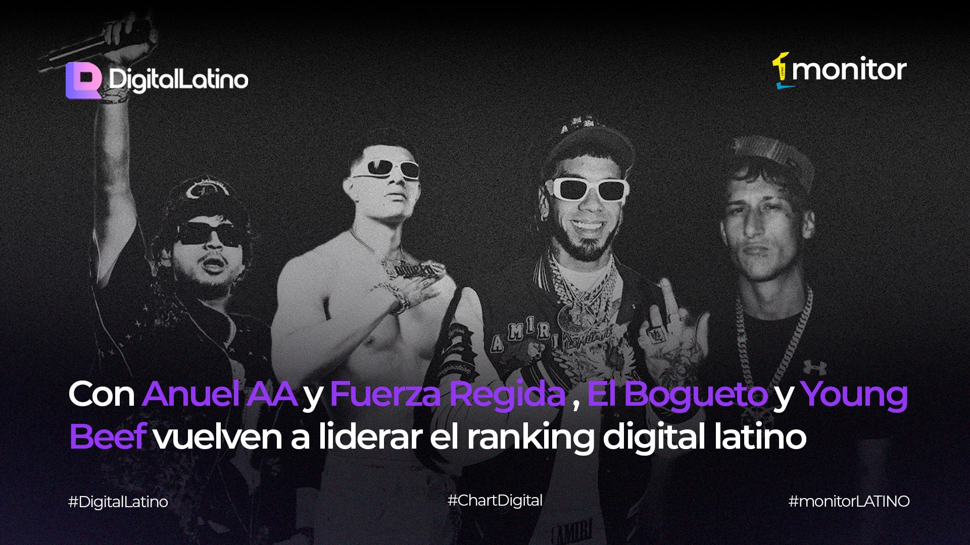 Con Anuel AA y Fuerza Regida, El Bogueto y Yung Beef vuelven a liderar el ranking digital latino