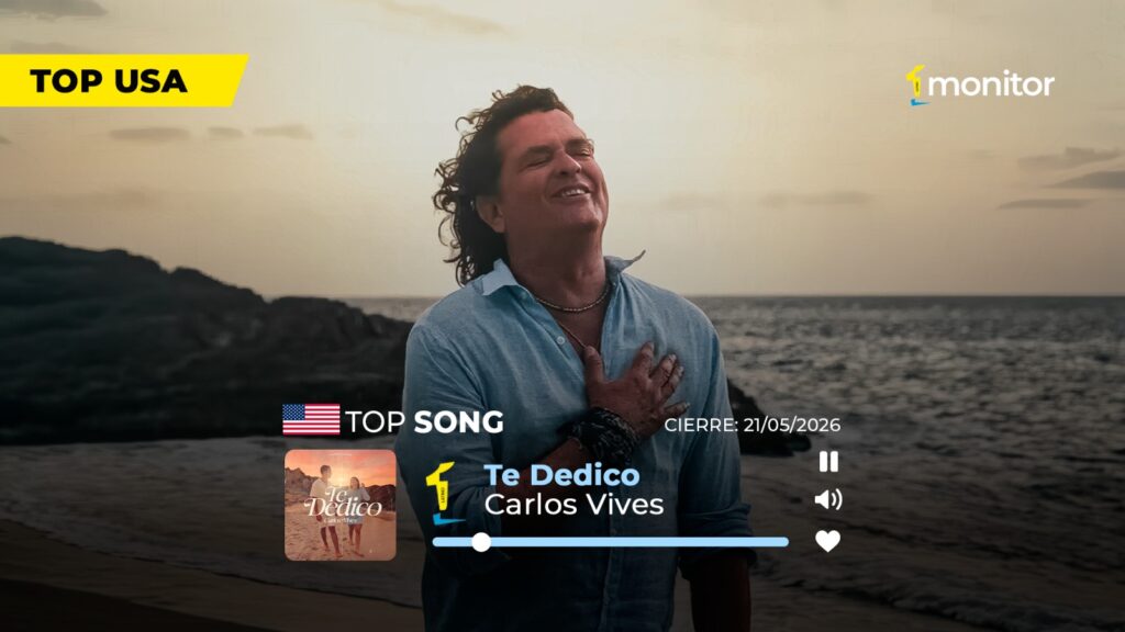 Carlos Vives promocionando su canción Te Dedico #1 en monitorLATINO USA