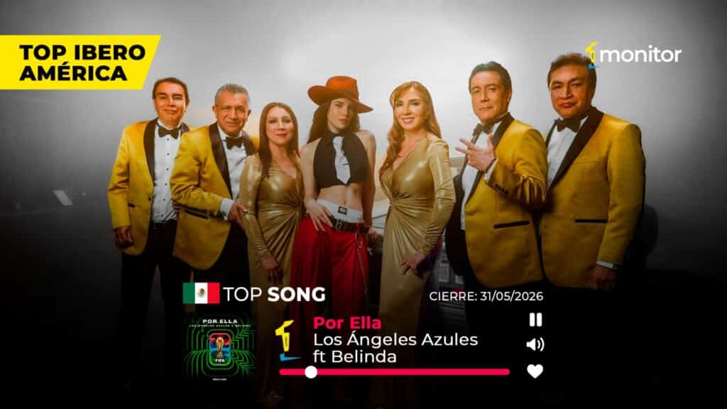 Los Ángeles Azules y Belinda lideran el Top 1 Iberoamérica de monitorLATINO con su éxito “Por Ella”.