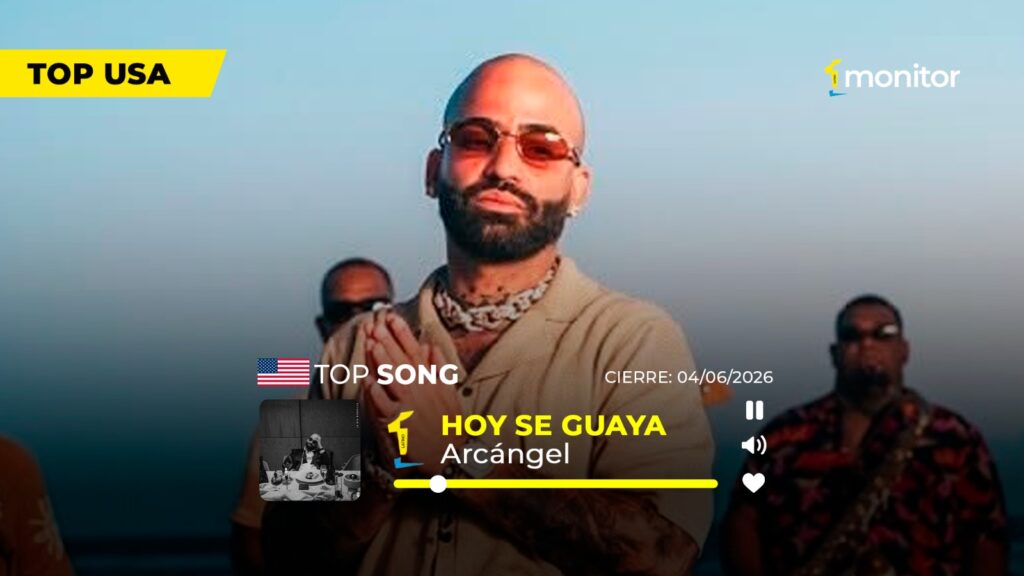 : Arcángel celebrando el éxito de “Hoy Se Guaya”, canción número uno en el Top monitorLATINO USA.