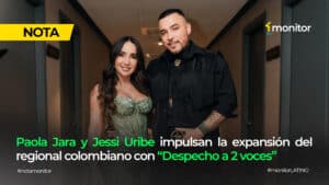 Paola Jara y Jessi Uribe durante la promoción de su álbum Despecho a 2 Voces, proyecto que impulsa la música popular colombiana en escenarios internacionales.