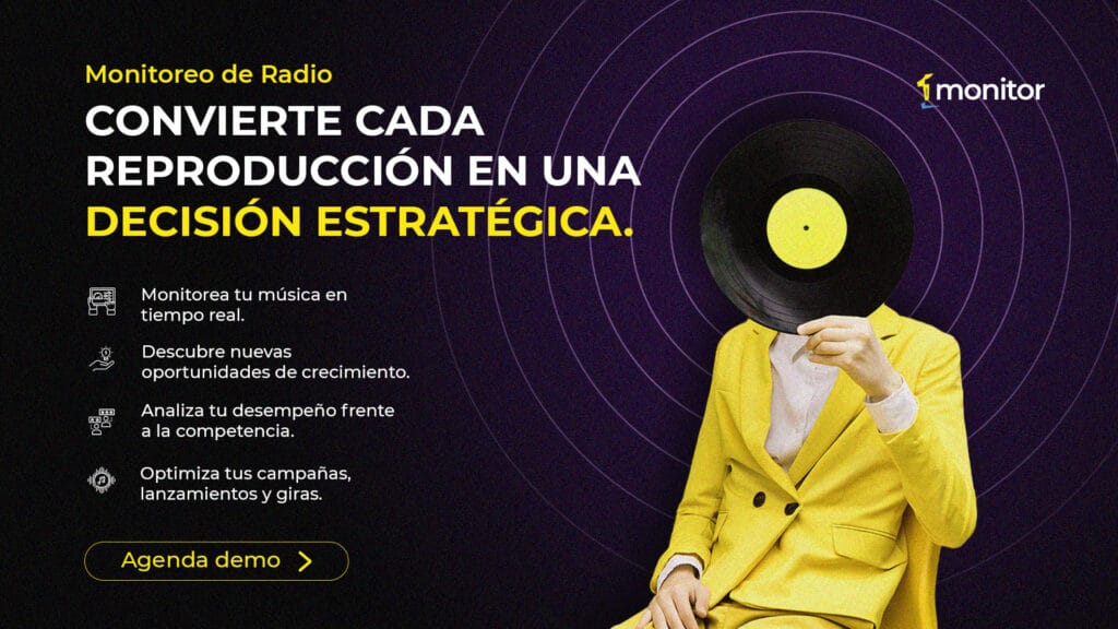 Dashboard de monitorLATINO con monitoreo de radio en tiempo real y análisis de reproducciones musicales.